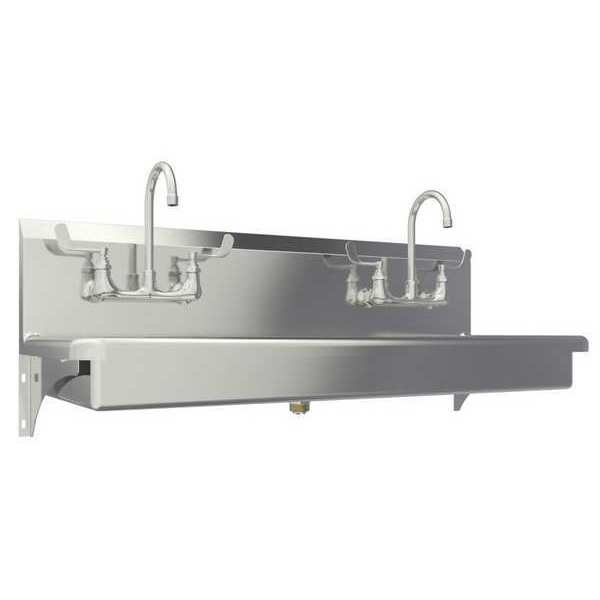 Wall Mount,  4 Hole,  Manual,  Stainless,  Wash Station