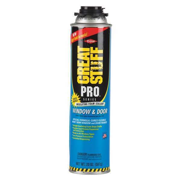 Window & Door Spray Foam Sealant,  20 oz,  Aerosol Can,  Yellow,  1 Component