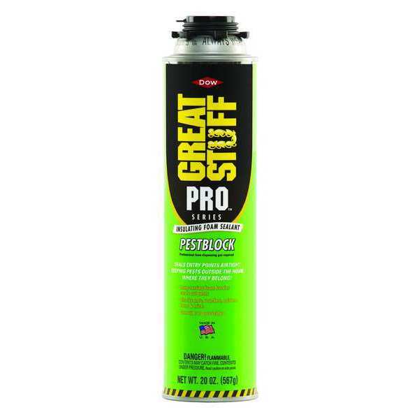 Pest Control Spray Foam Sealant,  20 oz,  Aerosol Can,  Gray,  1 Component