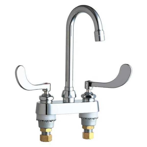 Manual,  4" Mount,  Commercial 2 Hole Gooseneck Kitchen/Bathroom Faucet