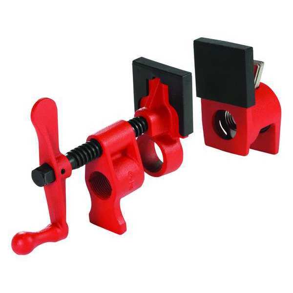 Pipe Clamp,  Width 4 1/2 in,  Throat Depth 1 3/4 in,  Cast Iron Handle