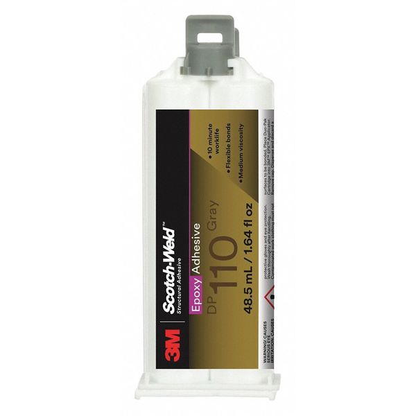 Epoxy Adhesive,  DP110 Series,  Gray,  1:01 Mix Ratio,  20 min Functional Cure,  Dual-Cartridge