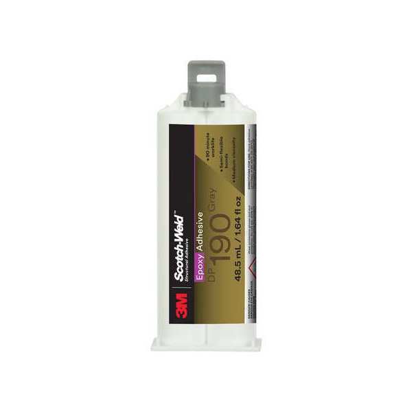 Epoxy Adhesive,  DP190 Series,  Gray,  1:01 Mix Ratio,  10 hr Functional Cure,  Dual-Cartridge