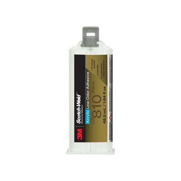 Acrylic Adhesive,  DP810 Series,  Black,  1:01 Mix Ratio,  20 min Functional Cure,  Dual-Cartridge