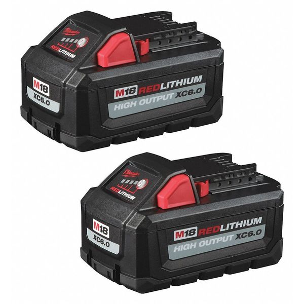 M18 18V REDLITHIUM Lithium-Ion High Output Battery Pack,  XC6.0,  6 Ah,  2-Pack