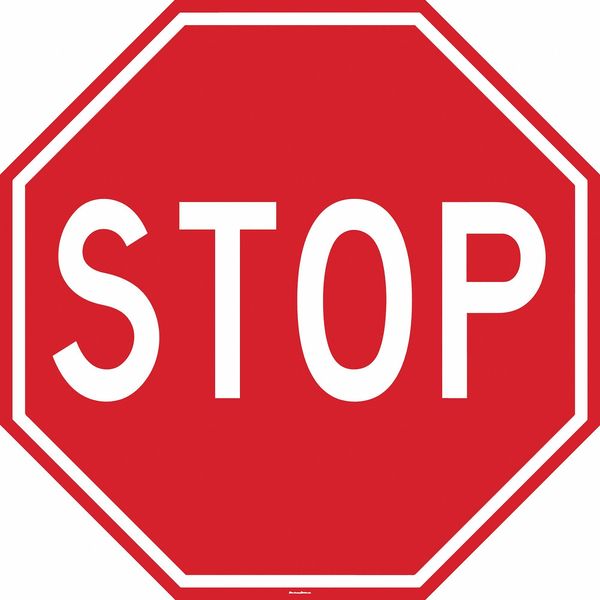 Floor Sign,  24 in H,  24 in W,  Vinyl,  Octagon,  English,  FS-24OCT-614