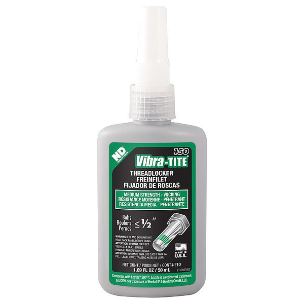 Wicking Threadlocker,  VIBRA-TITE 150,  Green,  Medium Strength,  Liquid,  50 mL Bottle