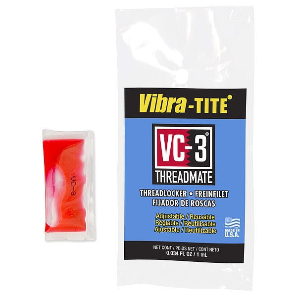 Reusable Threadlocker,  VIBRA-TITE VC-3,  Red,  High Strength,  Liquid,  1 mL Capsule
