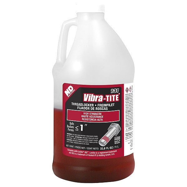 Threadlocker,  VIBRA-TITE 131,  Red,  High Strength,  Liquid,  1 L Bottle