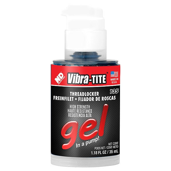 Threadlocker,  VIBRA-TITE 135,  Red,  High Strength,  Liquid,  35 mL Bottle