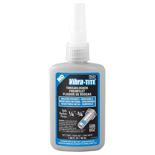 Threadlocker,  VIBRA-TITE 121,  Blue,  Medium Strength,  Liquid,  50 mL Bottle