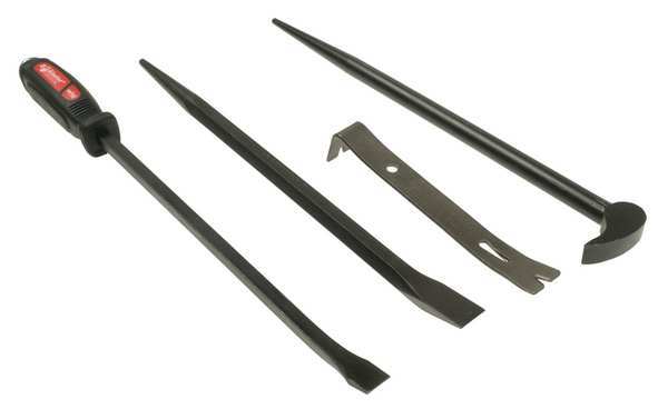 Pry Bar Set, Pieces 4, Steel, 20-1/4 In. L