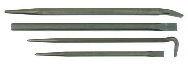 Pry Bar Set, Pieces 4, Steel, 24-7/8 In. L
