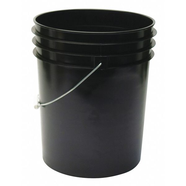 Pail,  5.0 gal.,  Plastic Handle,  Black