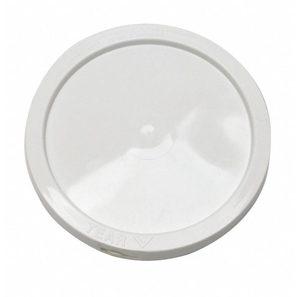 Plastic Pail Lid,  White,  Tear tab,  1-1/6" H