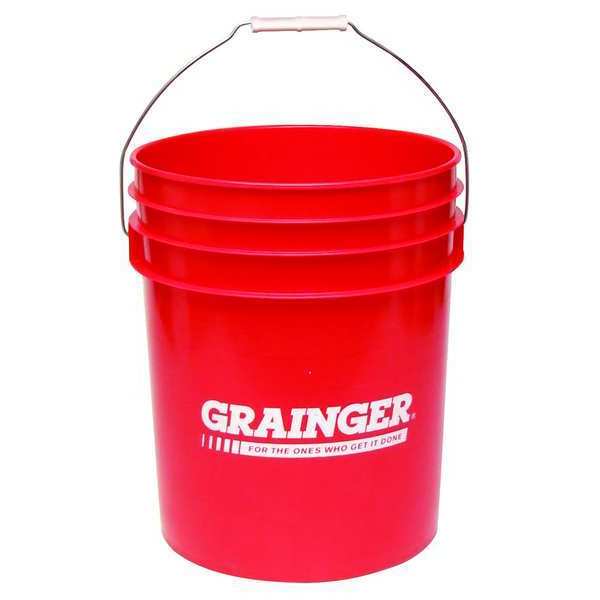 Pail,  5.0 gal.,  Open Head,  Red,  Logo