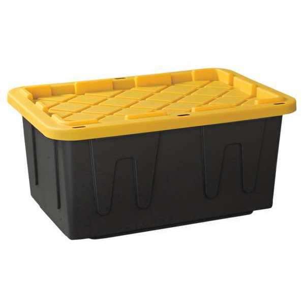 Storage Tote,  Black/Yellow,  Polypropylene,  30 3/4 in L,  20 1/2 in W,  14 3/8 in H