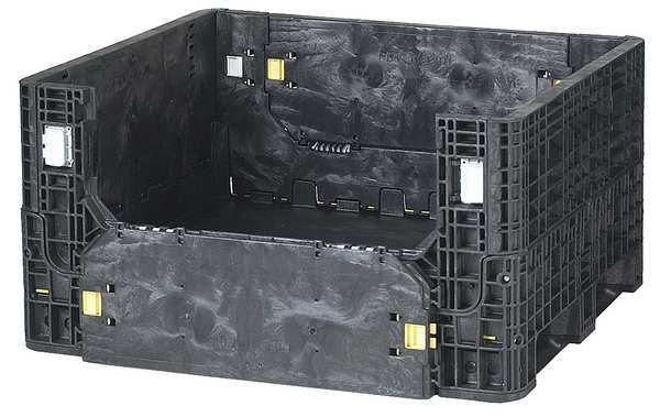 Black Collapsible Bulk Container,  Plastic,  17 cu ft Volume Capacity