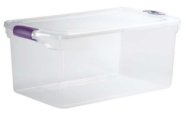 Storage Tote,  Clear,  Polypropylene,  28 3/4 in L,  16 gal Volume Capacity
