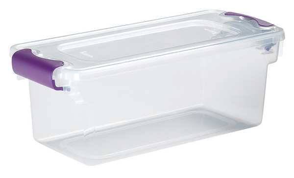 Storage Tote,  Clear,  Polypropylene,  16 1/4 in L,  7 in W,  6 1/8 in H,  1.8 gal Volume Capacity