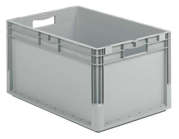 Straight Wall Container,  Gray,  Polypropylene,  24 in L,  16 in W,  13 in H,  2.21 cu ft Volume Capacity