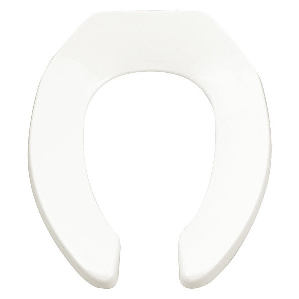 Elongated Toilet Seat,  Open Front,  External Check Hinge,  1 in Seat Ht,  Plastic,  White