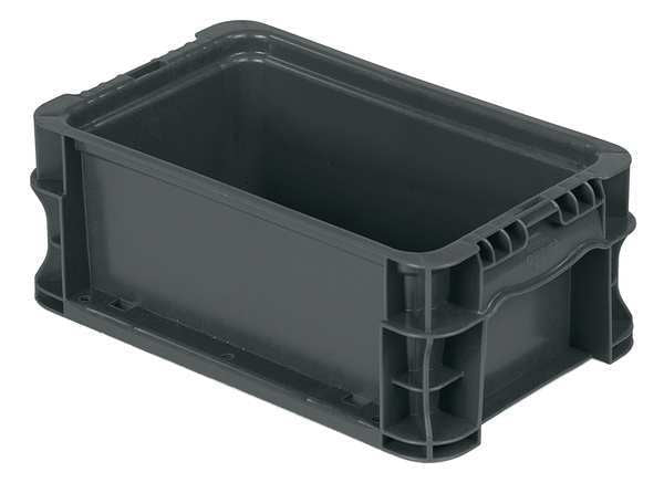 Straight Wall Container,  Gray,  Plastic,  12 in L,  7 2/5 in W,  5 in H,  0.13 cu ft Volume Capacity