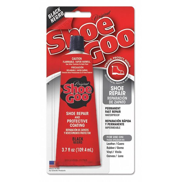 Shoe Repair Glue,  Shoe GOO(R) Series,  Clear/Black,  1 to 3 day Full Cure,  3.7 oz,  Tube