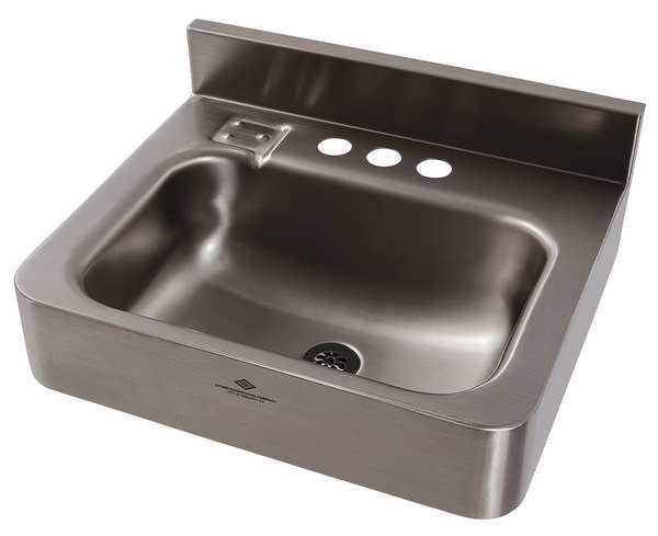 Silver Bathroom Sink,  Stainless Steel,  Wall Mount Bowl Size 14-1/2" x 9-1/2"