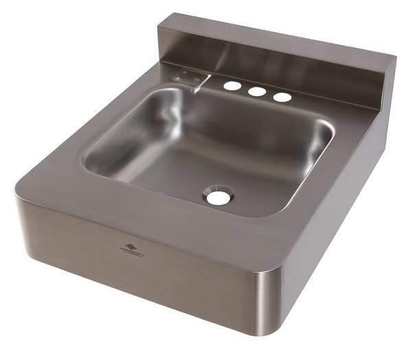 Silver Bathroom Sink,  Stainless Steel,  Wall Mount Bowl Size 14" x 12" x 5"