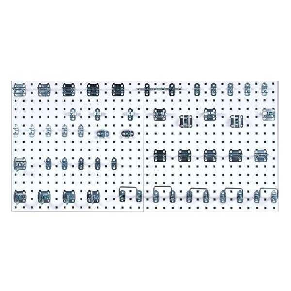 (2) 24 In. W x 24 In. H White Epoxy 18-Gauge Steel Square Hole Pegboards 46 pc. LocHook Assortment