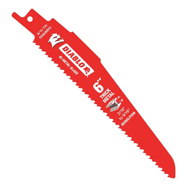 6" L x 0.8 TPI Metal Cutting Coated Bi-Metal Reciprocating Saw Blade