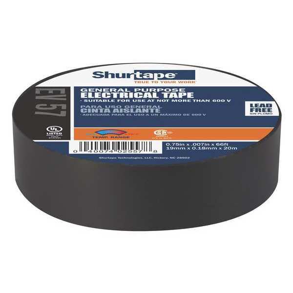 Vinyl Electrical Tape,  3/4 in x 66 ft,  7 mil thick,  Black,  1 Pack