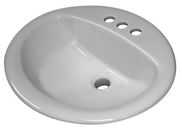 Oval Drop In Lavatory Sink,  4"Centerset