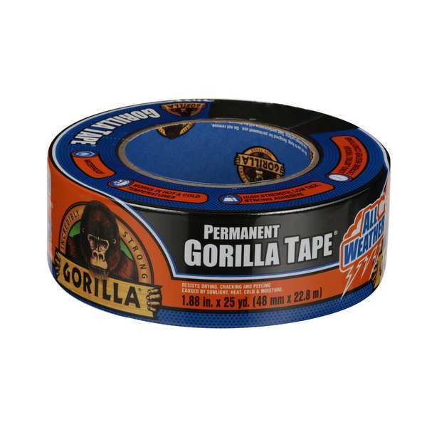 Duct Tape, Black, 1 7/8 in x 25 yd, 0.7 mil
