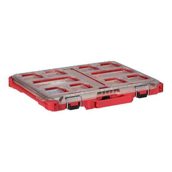 PACKOUT Tool Case,  10 Compartments,  Red,  16 3/8 in W x 16 1/4 in D x 2 1/2 in H