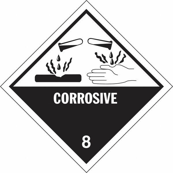 Label, English, Corrosive, Paper, 4" H, PK500