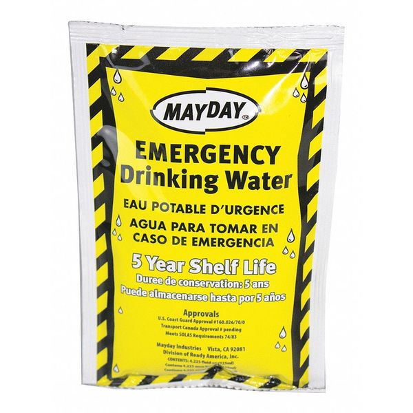 Emergency Drinking Water Pouch,  4.22 oz,  Pack of 100