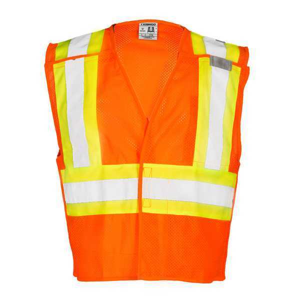 Medium Class 2 Fleece Breakaway High Visibility Vest,  Orange