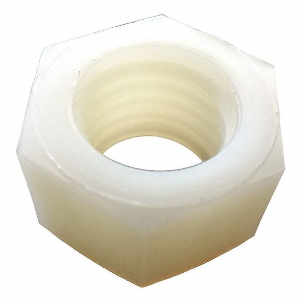 Machine Screw Nut,  #10-32,  Nylon,  6/6,  Plain,  9/64 in Ht,  25 PK