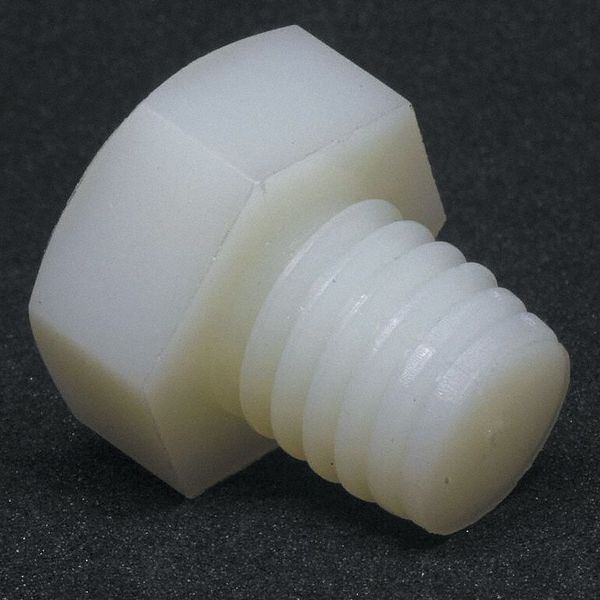 Not Graded,  1/4"-20 Hex Head Cap Screw,  Plain Nylon,  1/2 in L,  10 PK