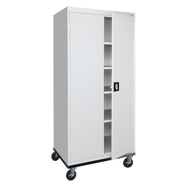 Solid Door Storage Cabinet,  36 in W,  78 in H,  24 in D,  Light Gray