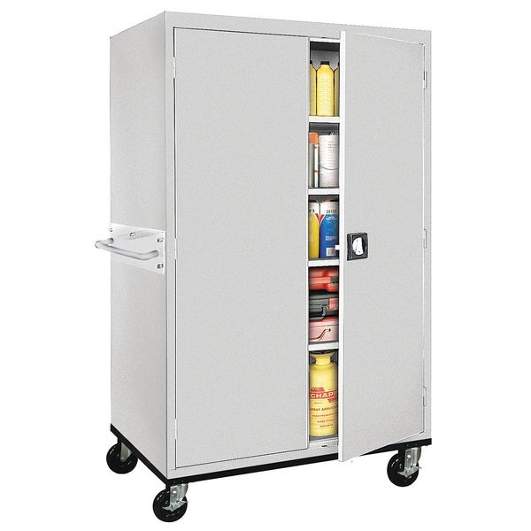 Solid Door Storage Cabinet,  46 in W,  78 in H,  24 in D,  Light Gray
