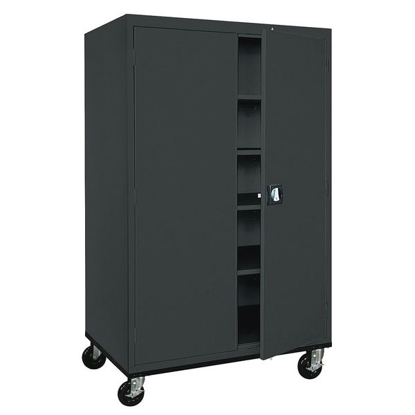 Solid Door Storage Cabinet,  46 in W,  78 in H,  24 in D,  Black