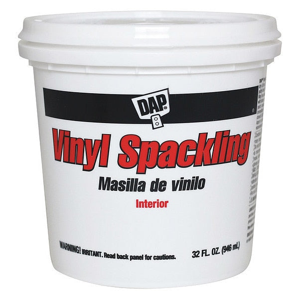 Vinyl Spackling Paste,  1 qt,  Tub,  White