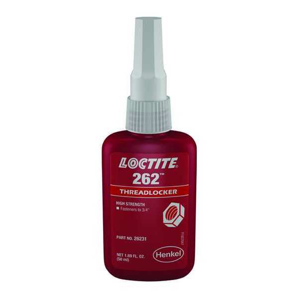 Threadlocker,  LOCTITE 262,  Red,  High Strength,  Liquid,  50 mL Bottle