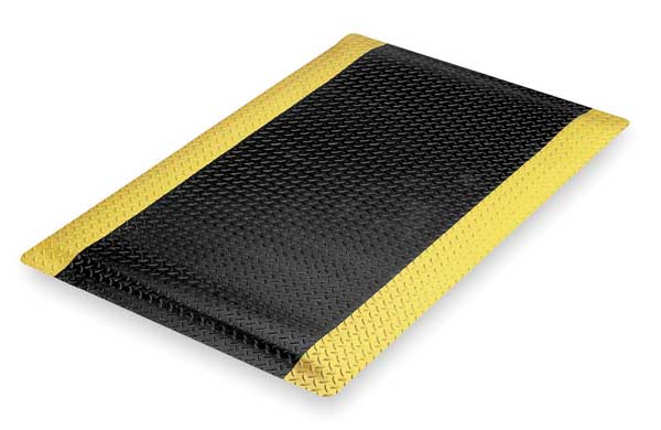 Antifatigue Mat,  Black/Yellow,  5 ft. L x 3 ft. W,  Vinyl Surface With Dense Closed PVC Foam Base