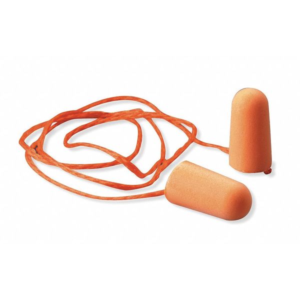 Disposable Corded Ear Plugs,  Bullet Shape,  29 dB,  100 Pairs,  Orange