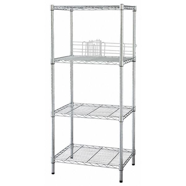Wire Shelving Unit,  18"D x 36"W x 74"H,  4 Shelves,  Chrome