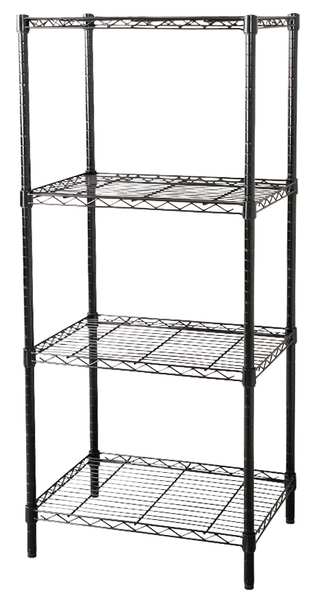 Wire Shelving Unit,  18"D x 48"W x 63"H,  4 Shelves,  Black
